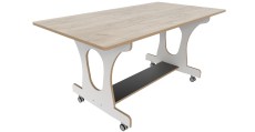 Hoogzit tafel L150 x B80 cm wit grey craft oak Tangara Groothandel voor de Kinderopvang Kinderdagverblijfinrichting